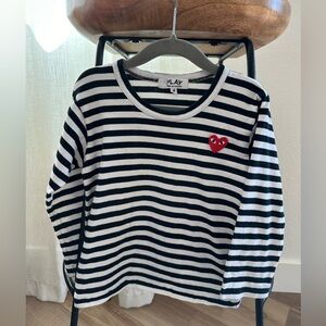 PLAY Comme des Garcons Striped Tee, black and white stripe cotton, size 4